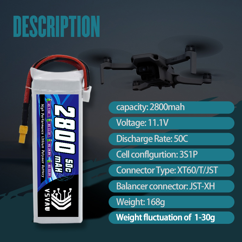Akumulator Lipo VSVAW 3S 2800m – Drone Battery 3S recenzja i cena